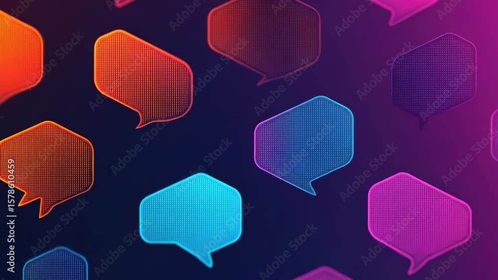 Aufkleber a colorful pattern of speech bubbles. each bubble is a different color. the bubbles are arranged in 