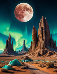 moon over the desert