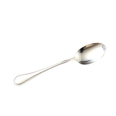 Minimalist silver spoon isolated on transparent background with soft reflections and clean design