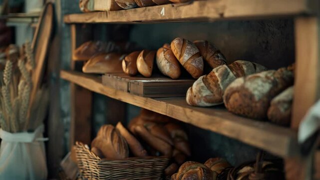 Variety of baked goods in a shop