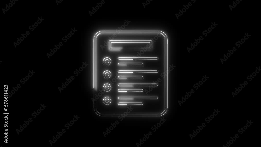 Aufkleber glowing checklist icon animation on black background for digital task management