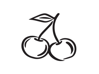 Healthy Acerola Cherry Line Art Fruit Icon