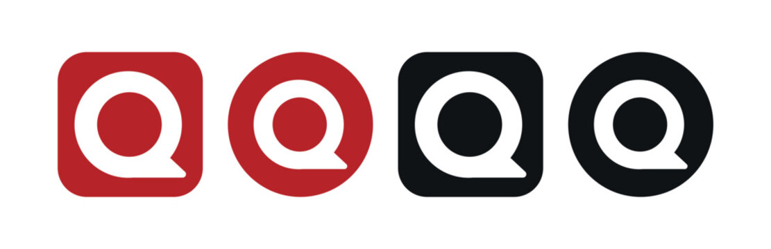 Quora App Logo Icon Set in Red and Black, Social Media Symbol Set for Interface and Branding Design