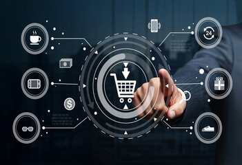 Digital Shopping Experience with Touchscreen Interaction for Online Retail, E-commerce, and Consumer Engagement in Modern Business Workflow