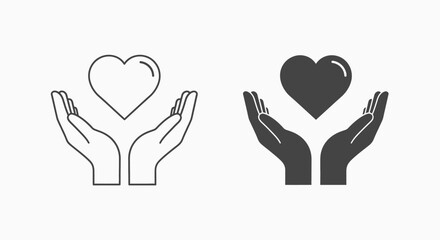 Obraz premium Open hands gently hold a heart, symbolizing care and love, conveying a message of hope, kindness and charity