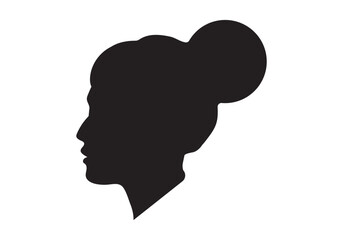 Girl silhouette vector illustration. Portrait of beautiful girl with a white hairstyle, a woman in profile, isolated outline silhouette - vector illustrations set.
