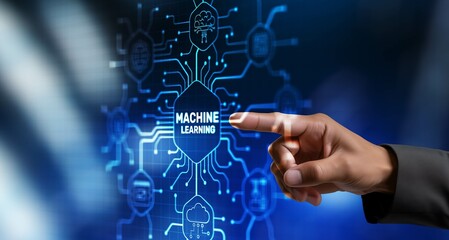 Machine learning concept. Text icon on Virtual screen