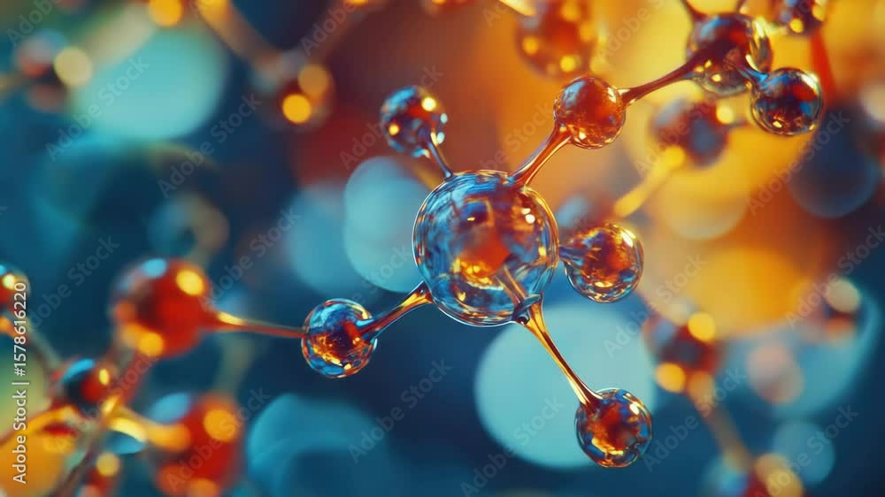 Aufkleber molecular structure of a protein. close-up view with vibrant colors emphasizing its complexity and b