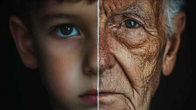 The progression of aging from youth to old age.