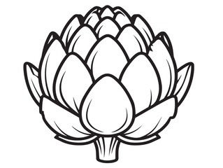 Organic Artichoke Icon with Line Art Vector