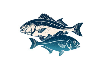 Fototapeta premium Twos pine blackfish logo gradient on white background.01