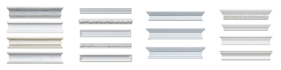 Crown Molding Collection: Architectural Detail Elements on White