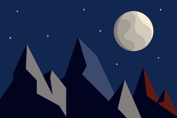 Fototapeta premium moon shining over sharp rocky peaks