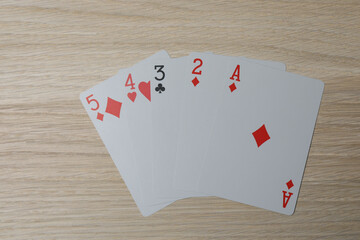 poker card on wooden background