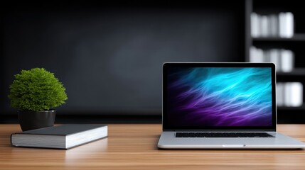The Role of Technology in Education with Laptop and Plant on Modern Desk Setup