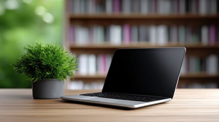 Technology's Impact on Education and Learning Environments with Laptop and Plant
