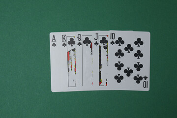 poker card on green background