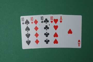 poker card on green background
