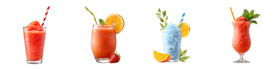 Refreshing Fruit Smoothies in Glasses with Garnishes