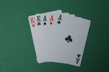 poker card on green background