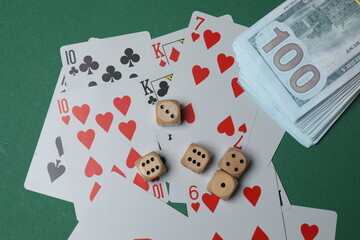 poker card on green background