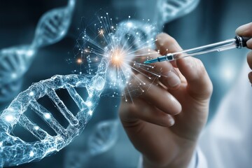 DNA manipulation techniques with a syringe to enhance genetic research in a laboratory setting