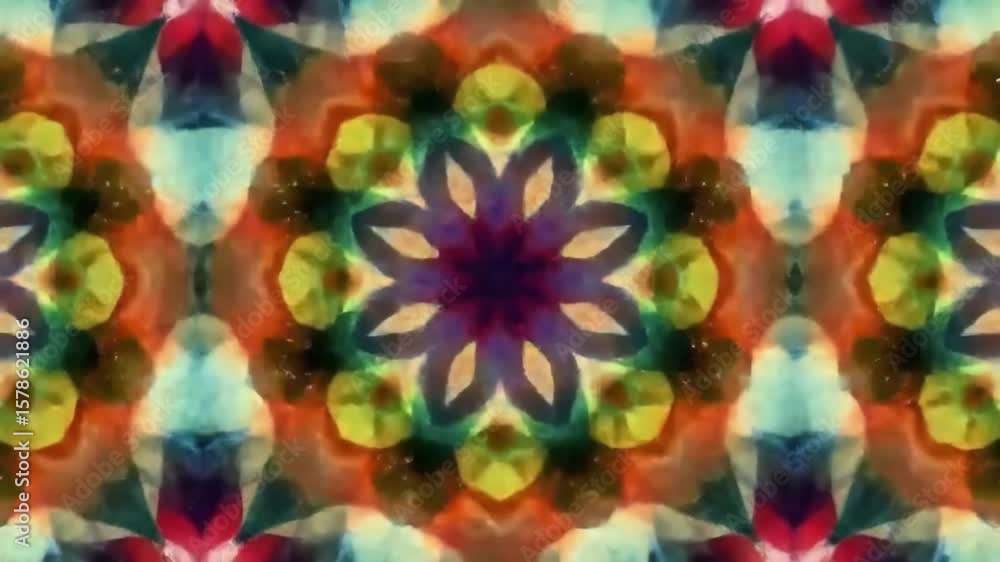 Aufkleber abstract kaleidoscopic animation with vibrant colors and intricate geometric patterns