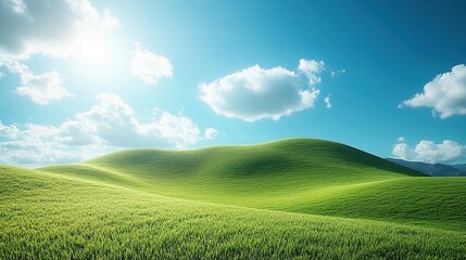 Fototapeta premium Lush green hills under a vibrant sky