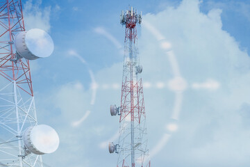 telecommunication tower with antennas