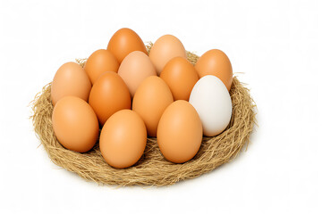 Rustic eggs placed in a natural straw nest representing farming, fertility, and organic food concepts