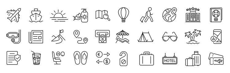 Icon set for travelling 