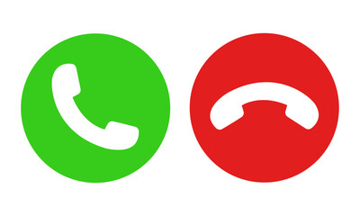 Phone call and end button icon isolated on transparent background. Answer and decline incoming call symbol. Vector Illustration