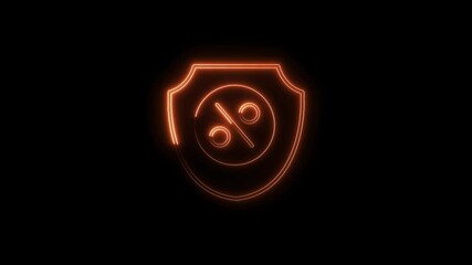 Glowing shield with percentage sign on black background representing sales and protection concept - Powered by Adobe