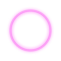 Obraz premium Element pink glowing neon circle frame with transparent background