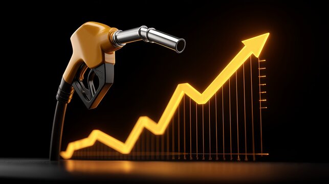 Rising Costs Represented by Pump Nozzle and Economic Chart