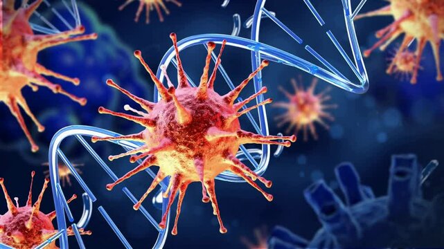 medical cell bacterial virus diseases orange coronavirus and dna strands