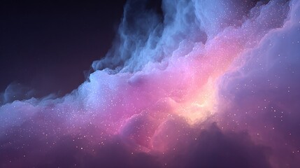 Ethereal cloudscape with pink, yellow light