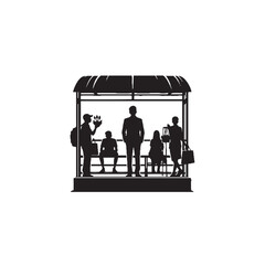 Street Vendor Selling Goods Silhouette on White Background – Vector Illustration for Urban Commerce, Informal Economy, and Cultural Marketplace Concepts