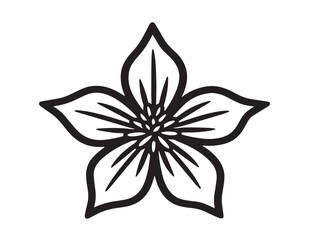Decorative Clematis Flower Icon in Fine Lines