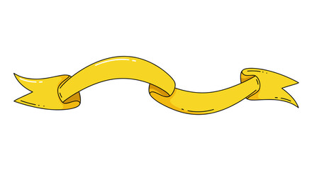 Yellow decorative ribbon on a white background
