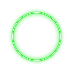 Element green glowing neon circle frame with transparent background