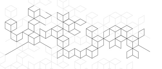 Abstract boxes background with isometric vector blocks for banner template or header