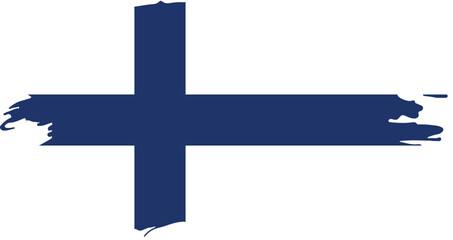 Obraz premium Stylized Finnish Flag with Blue Nordic Cross, Brushstroke Minimalist Design on White