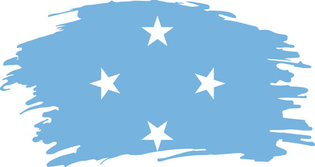 Stylized Micronesian Flag with Blue Background and Four White Stars, Brushstroke Design