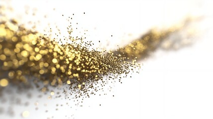 Golden Glitter Flowing Sparkle Abstract on White