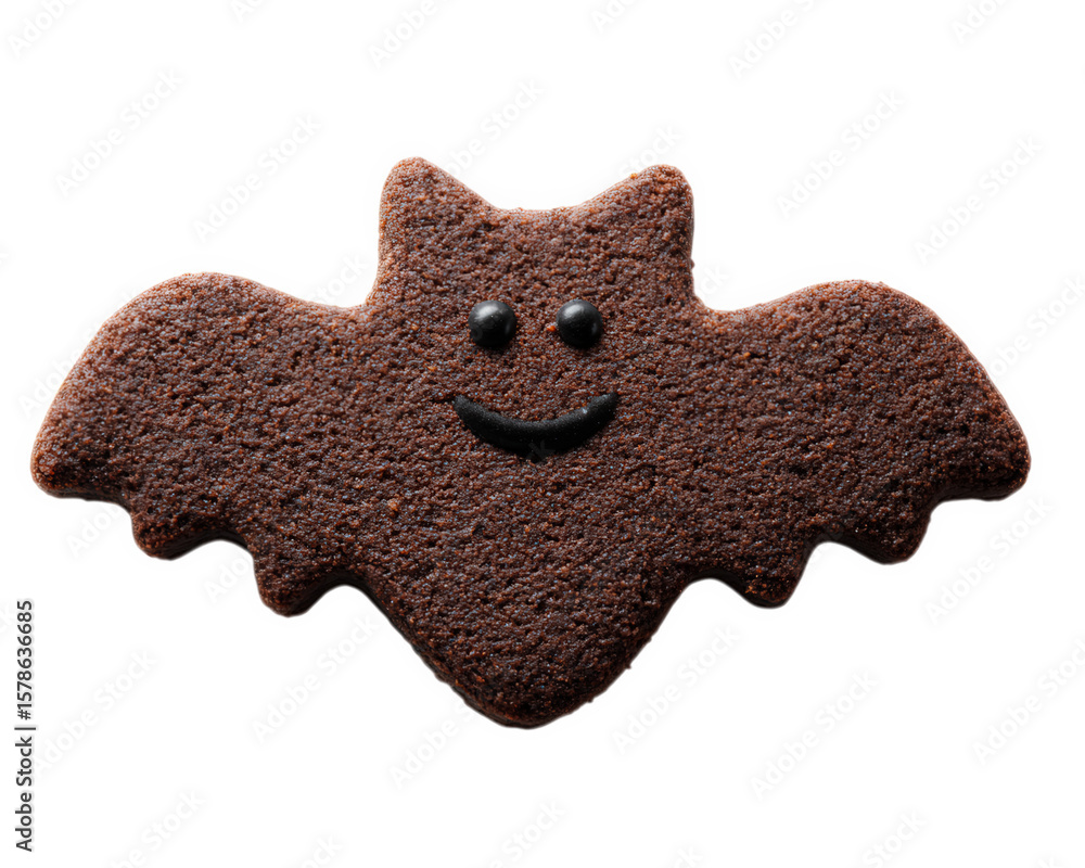 Aufkleber bat shaped chocolate cookie isolated on transparency background features smiling face fun and playfu