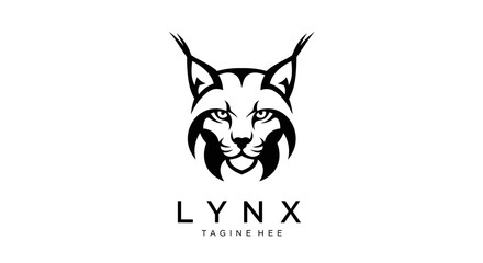 Fototapeta premium Black and White Tribal Style Lynx Head Logo