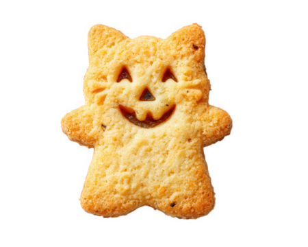 Cat shaped cookie Halloween cookie isolated object sweet dessert baked festive fun playful joyful treat for holiday