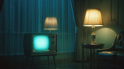 Retro TV in a dimly lit room