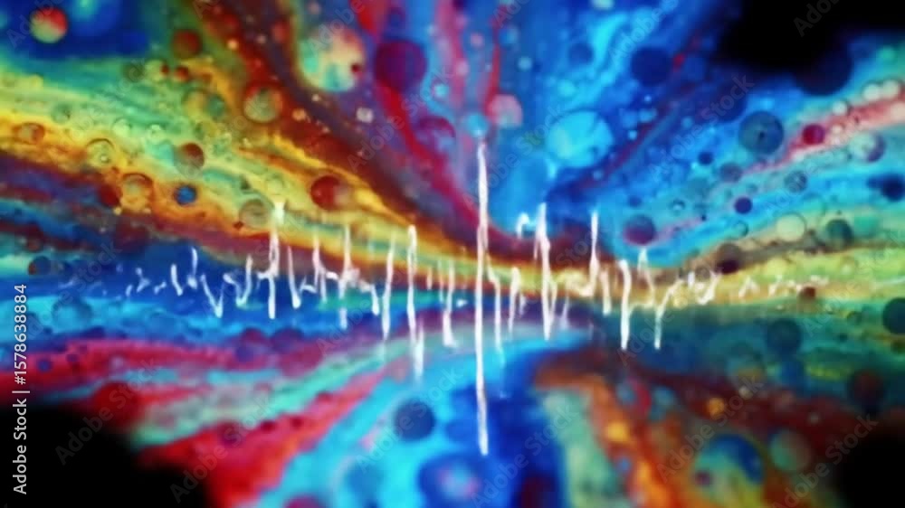 Aufkleber abstract psychedelic colorful art with audio visualizer for music and entertainment
